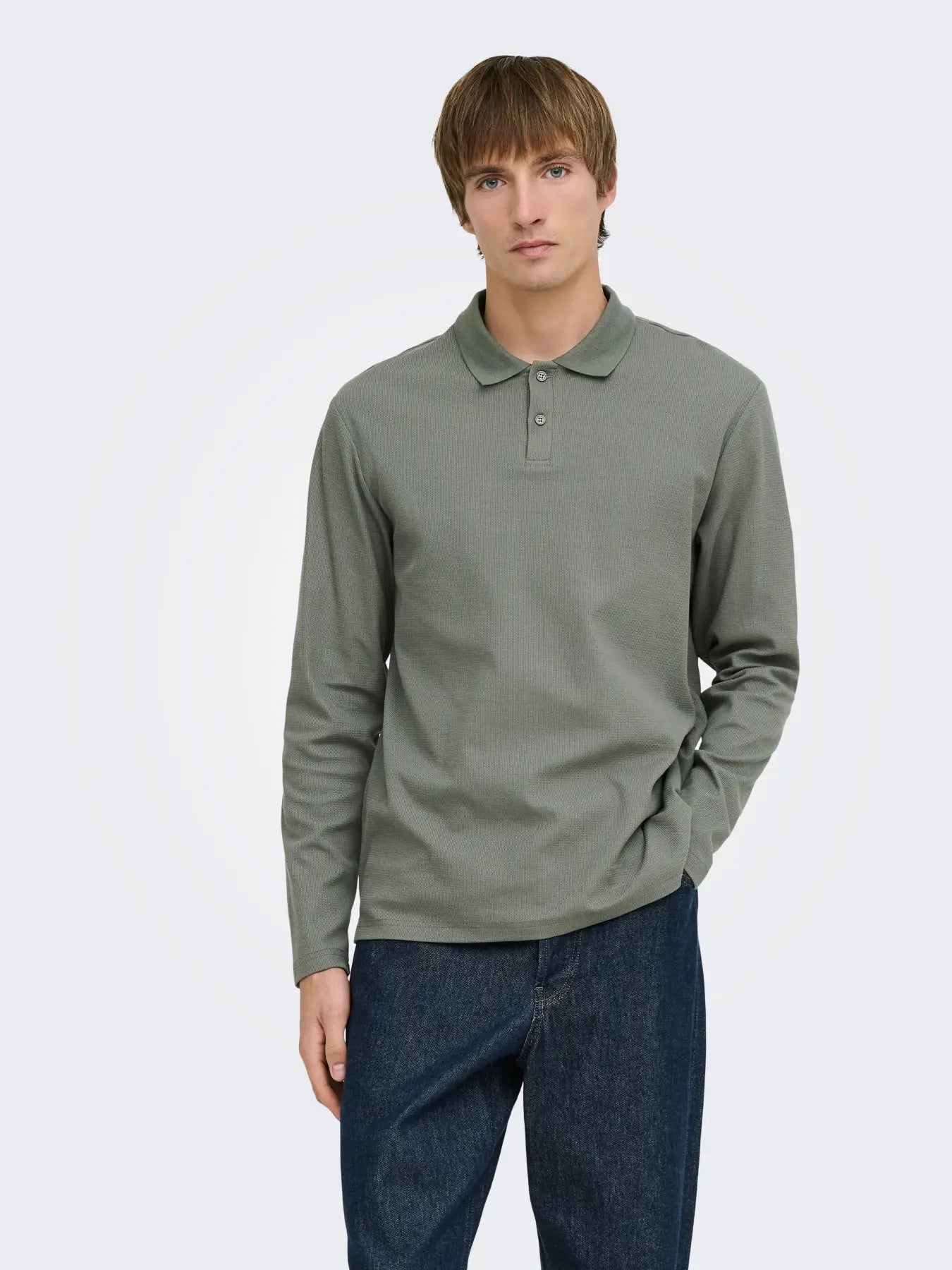 ONLY + SONS BEN REG LS POLO - CASTOR GREY