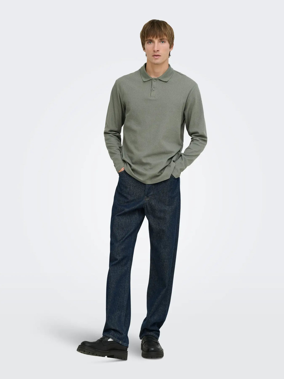 ONLY + SONS BEN REG LS POLO - CASTOR GREY