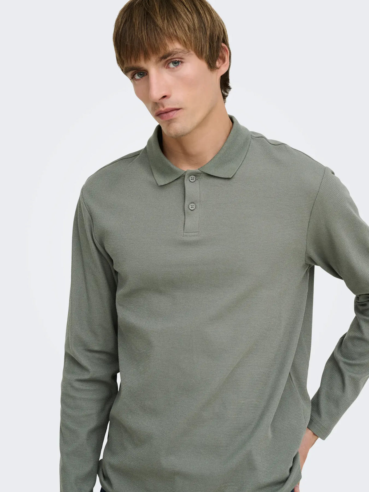 ONLY + SONS BEN REG LS POLO - CASTOR GREY