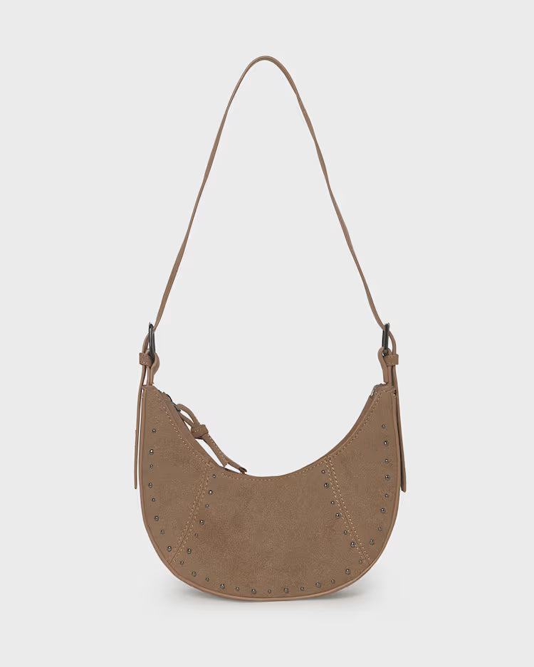 MAYORAL SUEDE CRESCENT BAG - CARAMEL