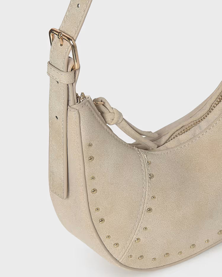 MAYORAL SUEDE CRESCENT BAG - CREAM