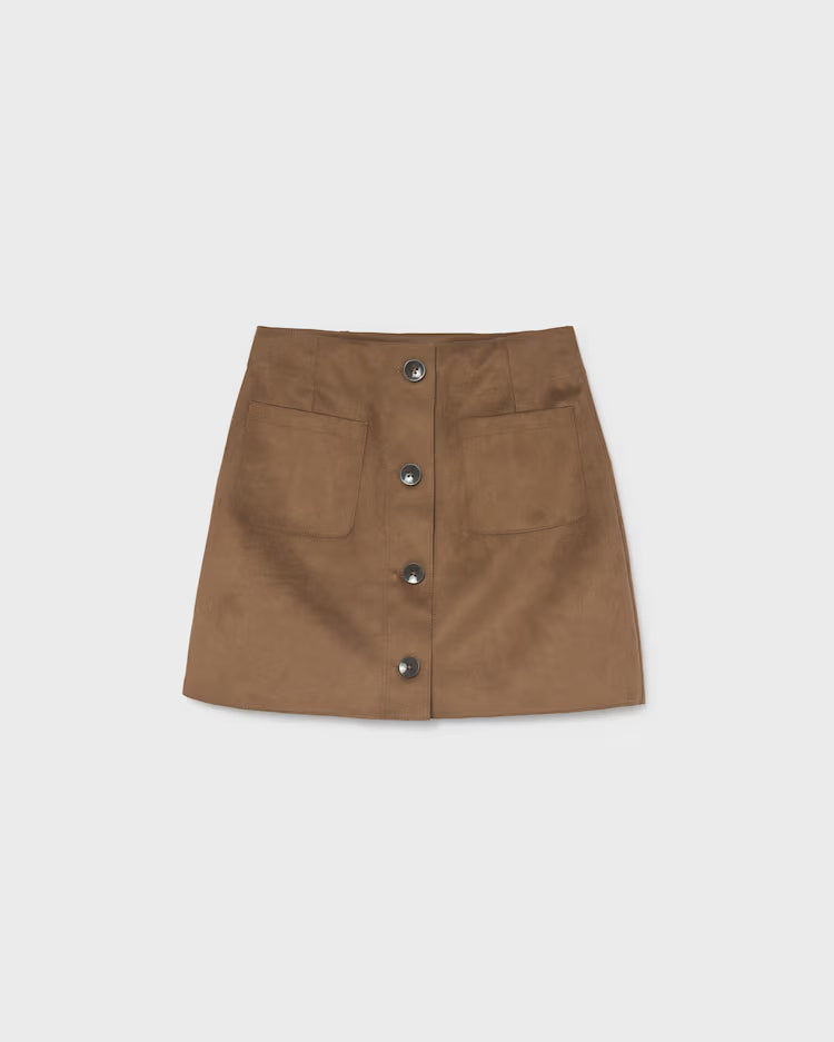 MAYORAL SUEDE BUTTON SKIRT - CARAMEL