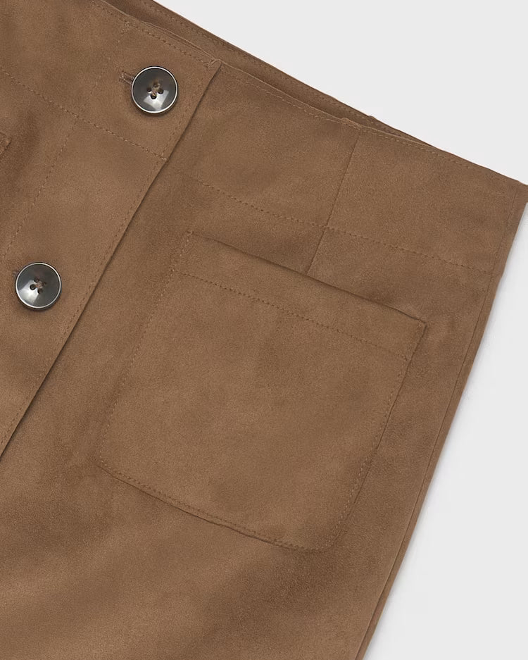 MAYORAL SUEDE BUTTON SKIRT - CARAMEL