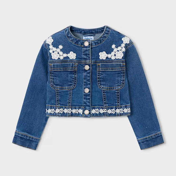 MAYORAL DENIM JACKET W EMBROIDERY - DARK WASH