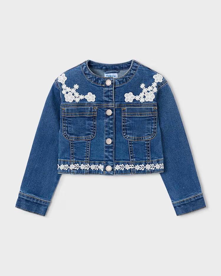 MAYORAL DENIM JACKET W EMBROIDERY - DARK WASH