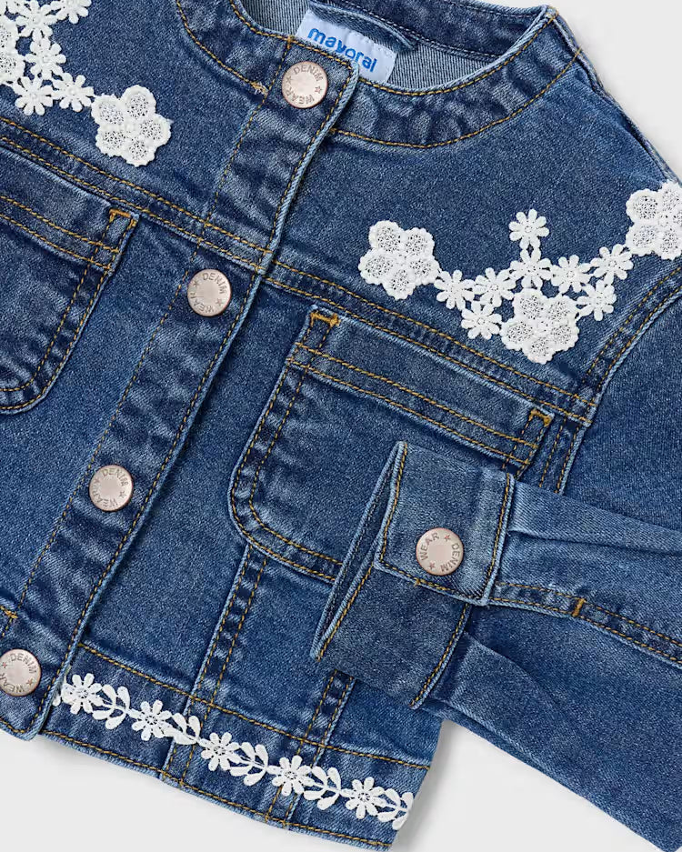 MAYORAL DENIM JACKET W EMBROIDERY - DARK WASH