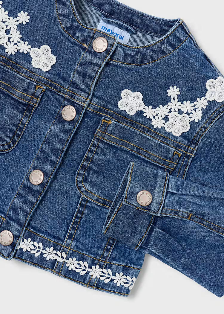 MAYORAL DENIM JACKET W EMBROIDERY - DARK WASH