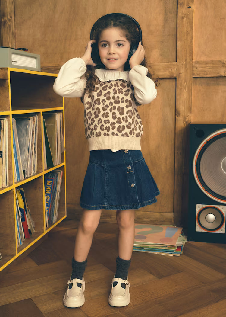 MAYORAL DENIM PLEAT SKIRT - DARK WASH