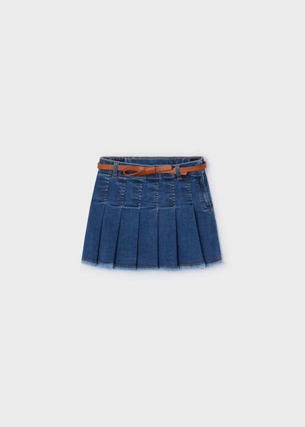 MAYORAL DENIM SKIRT W BELT - MEDIUM WASH