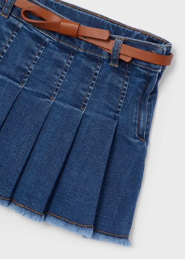 MAYORAL DENIM SKIRT W BELT - MEDIUM WASH