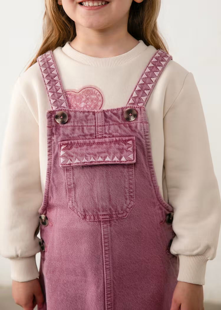 MAYORAL EMBROIDERED OVERALL DRESS - GRAPE