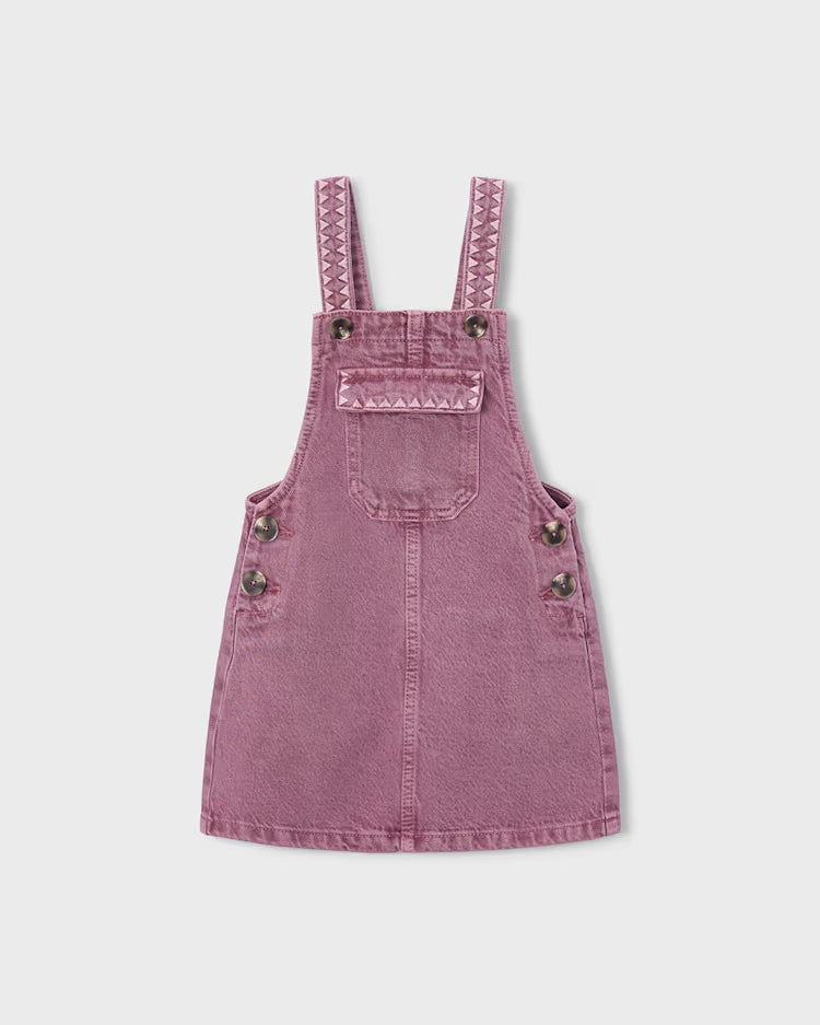 MAYORAL EMBROIDERED OVERALL DRESS - GRAPE