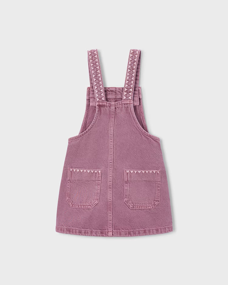 MAYORAL EMBROIDERED OVERALL DRESS - GRAPE