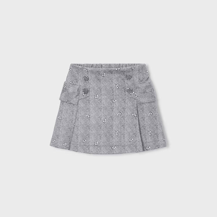MAYORAL PRINTED FAUX SUEDE SKIRT - HEATHER GREY