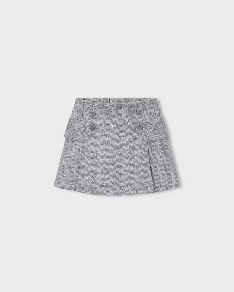 MAYORAL PRINTED FAUX SUEDE SKIRT - HEATHER GREY
