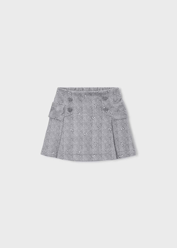 MAYORAL PRINTED FAUX SUEDE SKIRT - HEATHER GREY