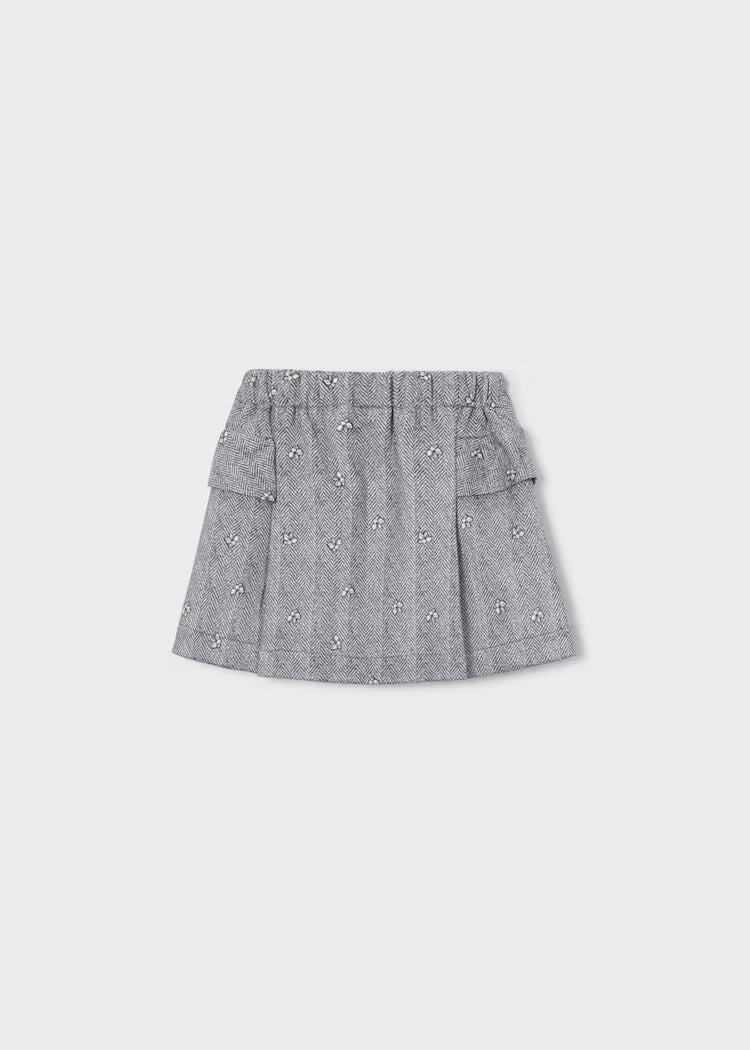 MAYORAL PRINTED FAUX SUEDE SKIRT - HEATHER GREY
