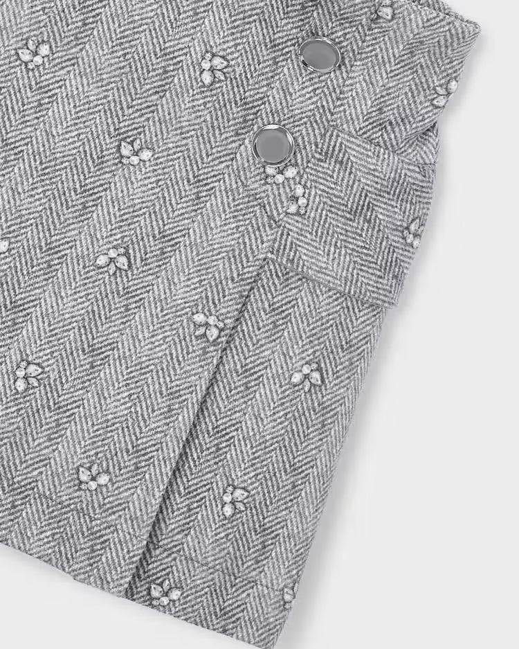 MAYORAL PRINTED FAUX SUEDE SKIRT - HEATHER GREY