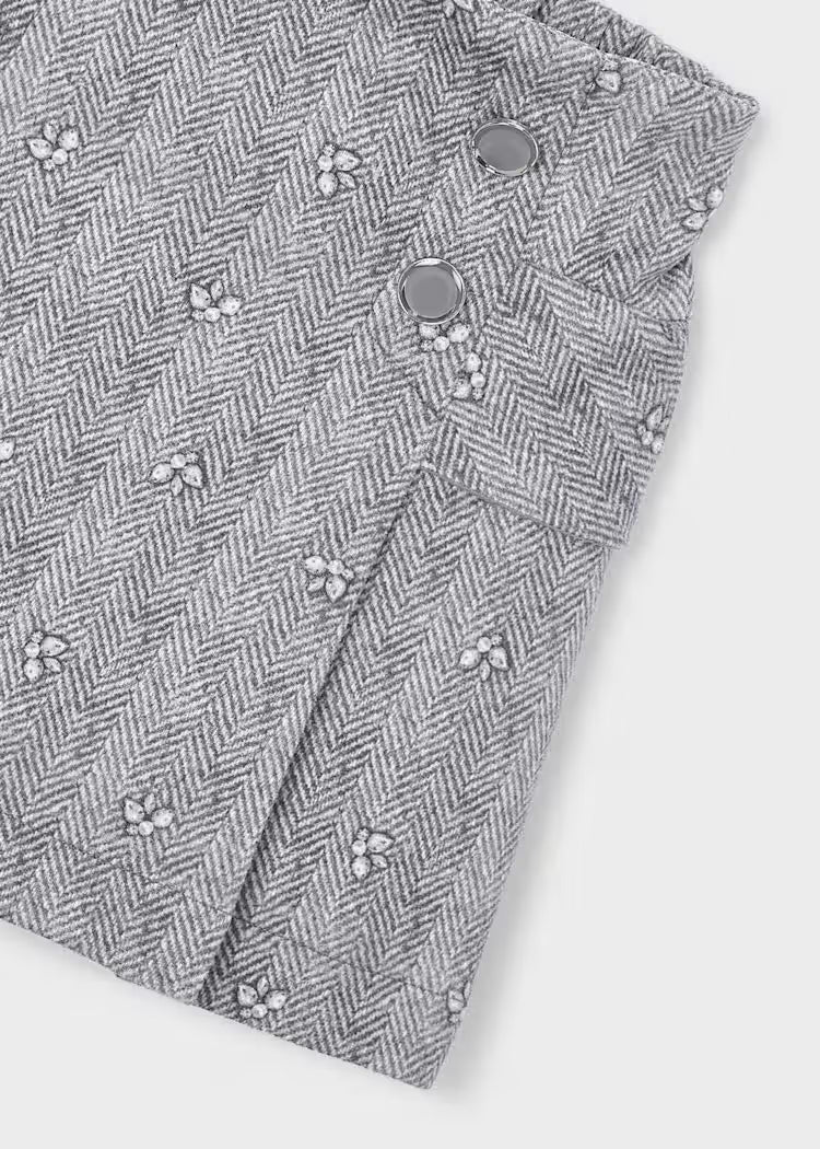 MAYORAL PRINTED FAUX SUEDE SKIRT - HEATHER GREY