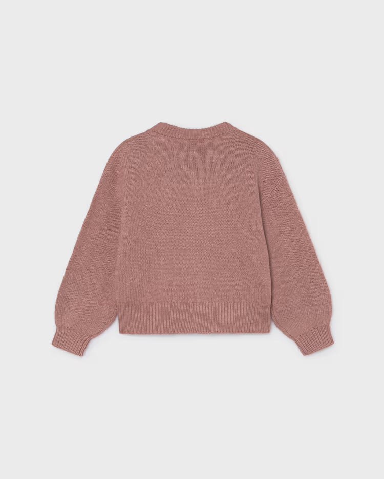 MAYORAL FLORAL KNIT CARDIGAN - DUSTY ROSE