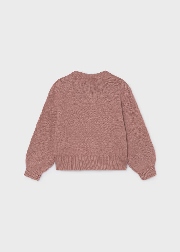 MAYORAL FLORAL KNIT CARDIGAN - DUSTY ROSE