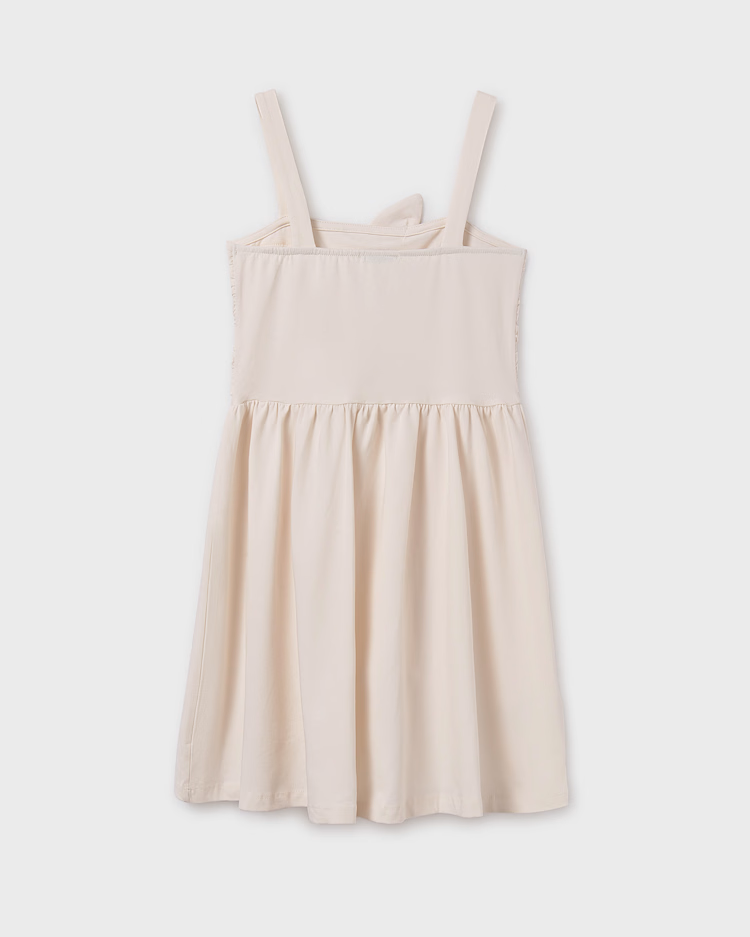MAYORAL GIRL FLOWER STRAP DRESS - BONE