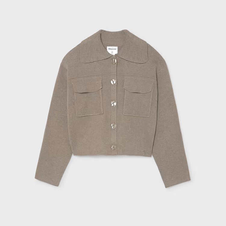MAYORAL KNIT CARDIGAN W POCKETS - TAUPE