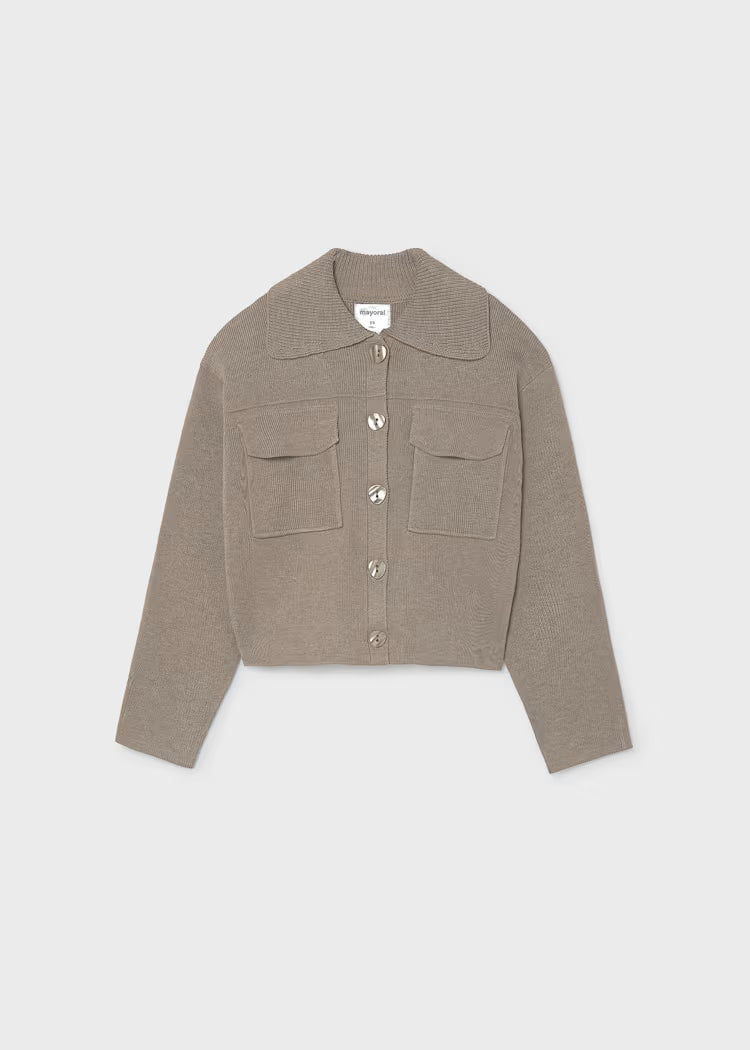 MAYORAL KNIT CARDIGAN W POCKETS - TAUPE