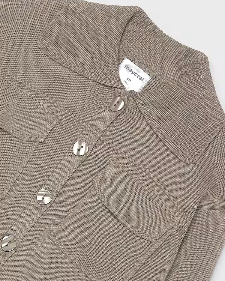 MAYORAL KNIT CARDIGAN W POCKETS - TAUPE