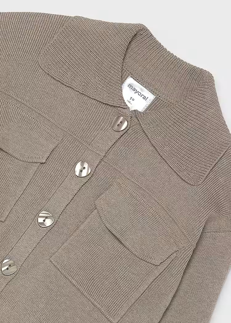 MAYORAL KNIT CARDIGAN W POCKETS - TAUPE