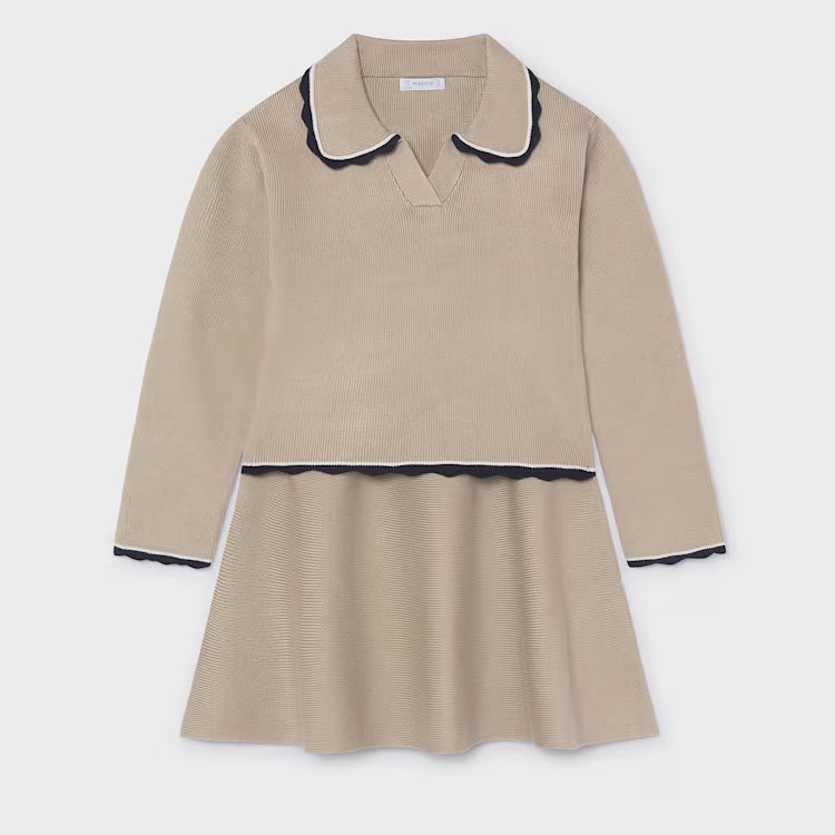 MAYORAL POLO + KNIT SKIRT SET - MARZIPAN