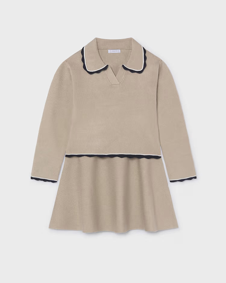 MAYORAL POLO + KNIT SKIRT SET - MARZIPAN
