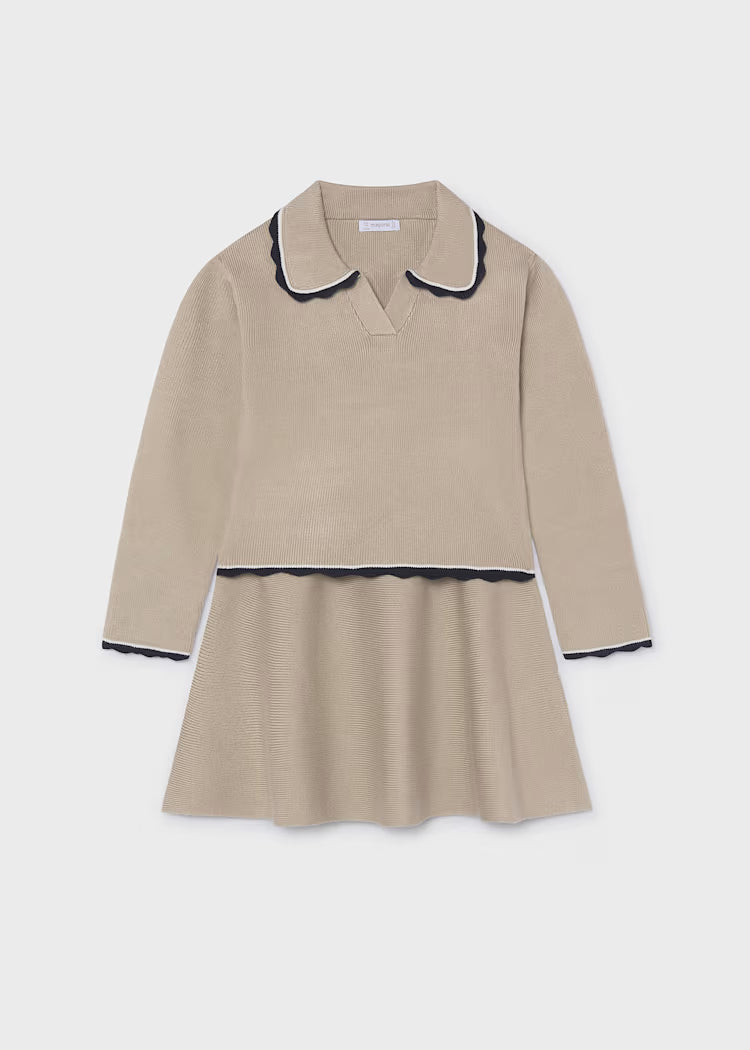 MAYORAL POLO + KNIT SKIRT SET - MARZIPAN