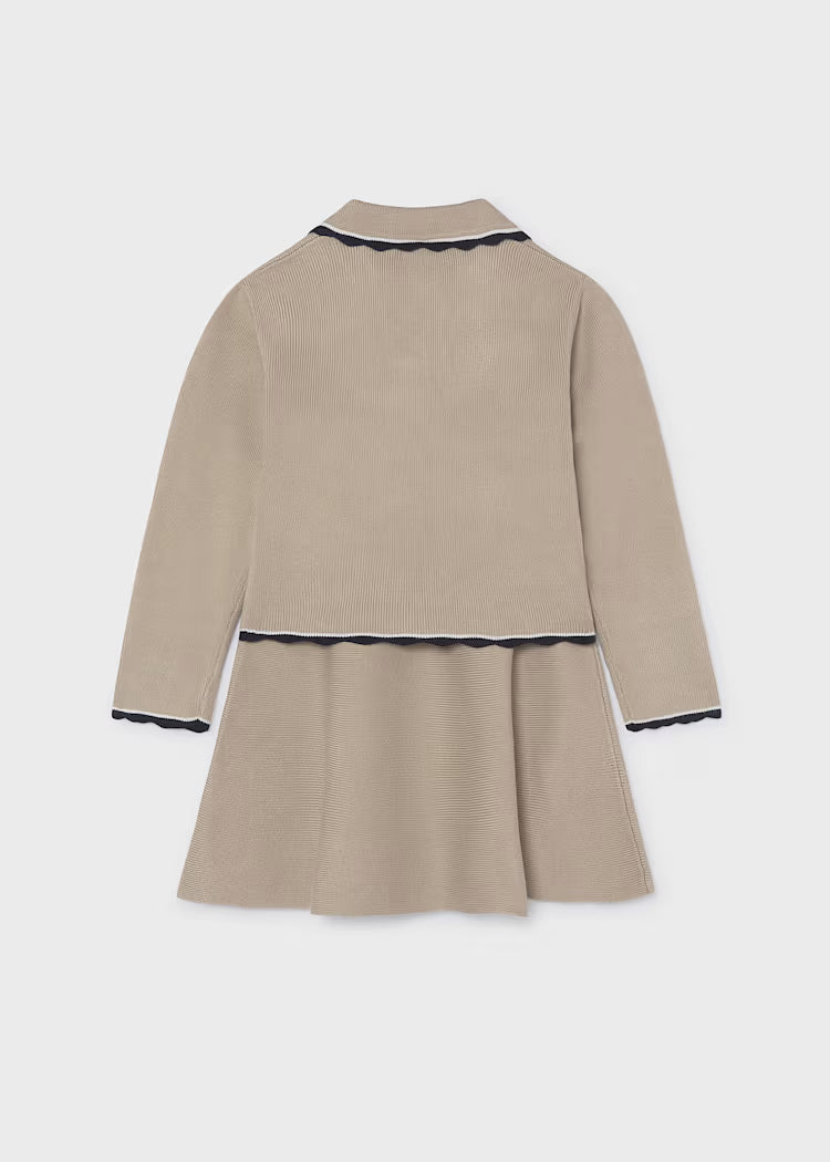 MAYORAL POLO + KNIT SKIRT SET - MARZIPAN