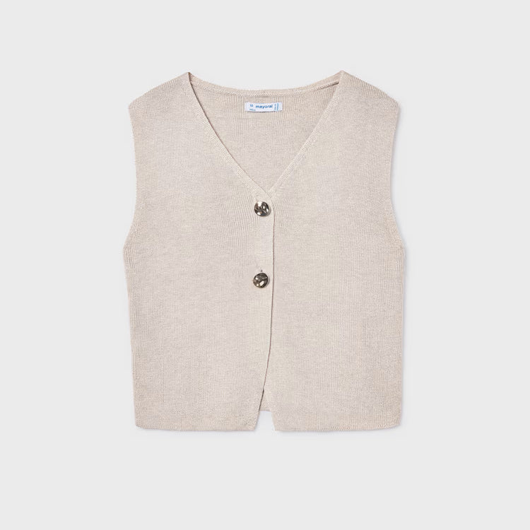 MAYORAL V NECK KNIT VEST - BONE