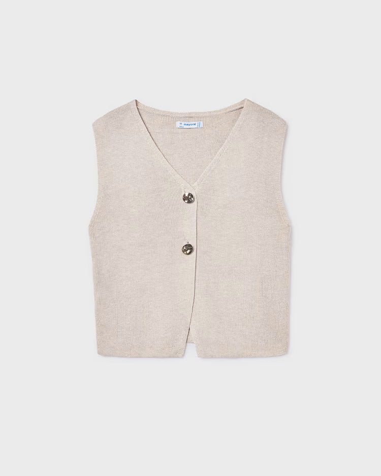 MAYORAL V NECK KNIT VEST - BONE