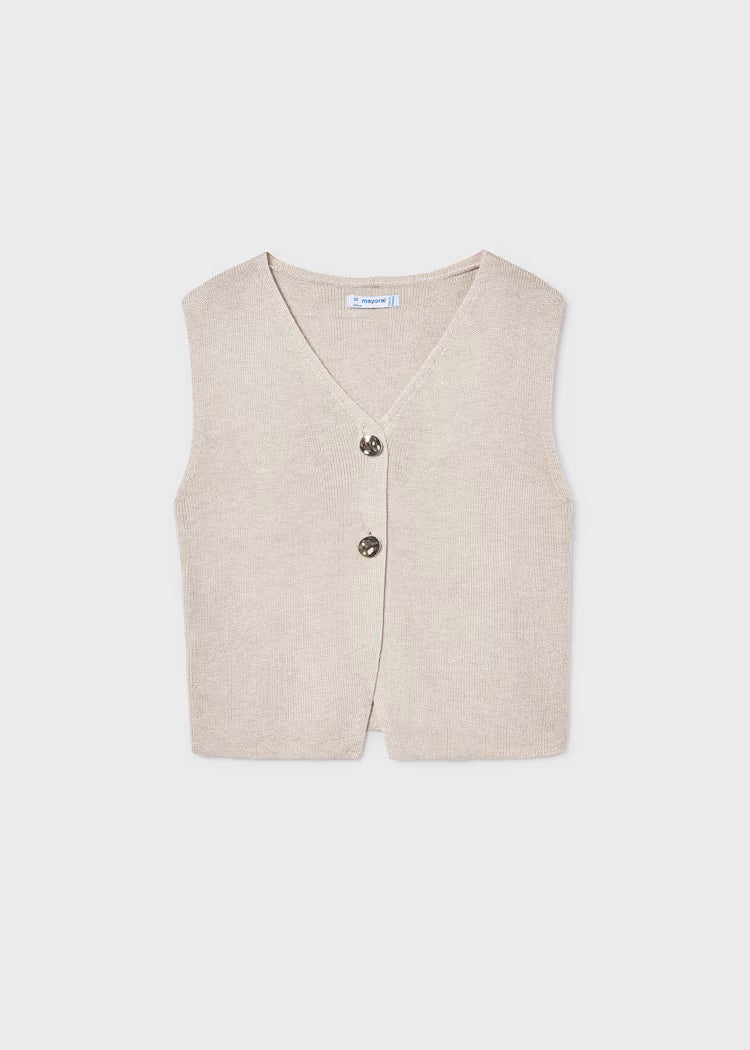 MAYORAL V NECK KNIT VEST - BONE
