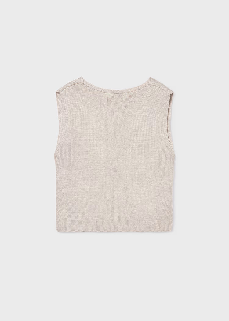 MAYORAL V NECK KNIT VEST - BONE
