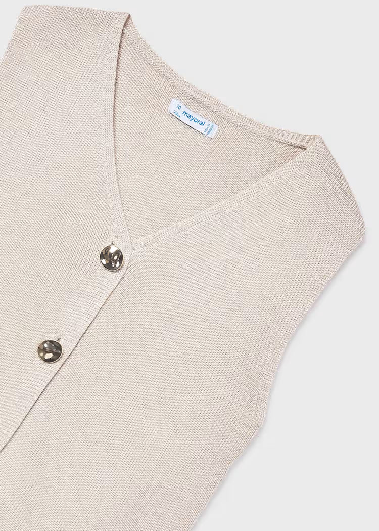 MAYORAL V NECK KNIT VEST - BONE