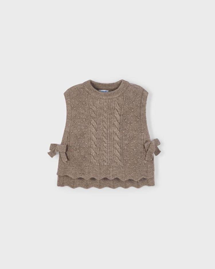 MAYORAL KNIT VEST WITH TIES - TAUPE