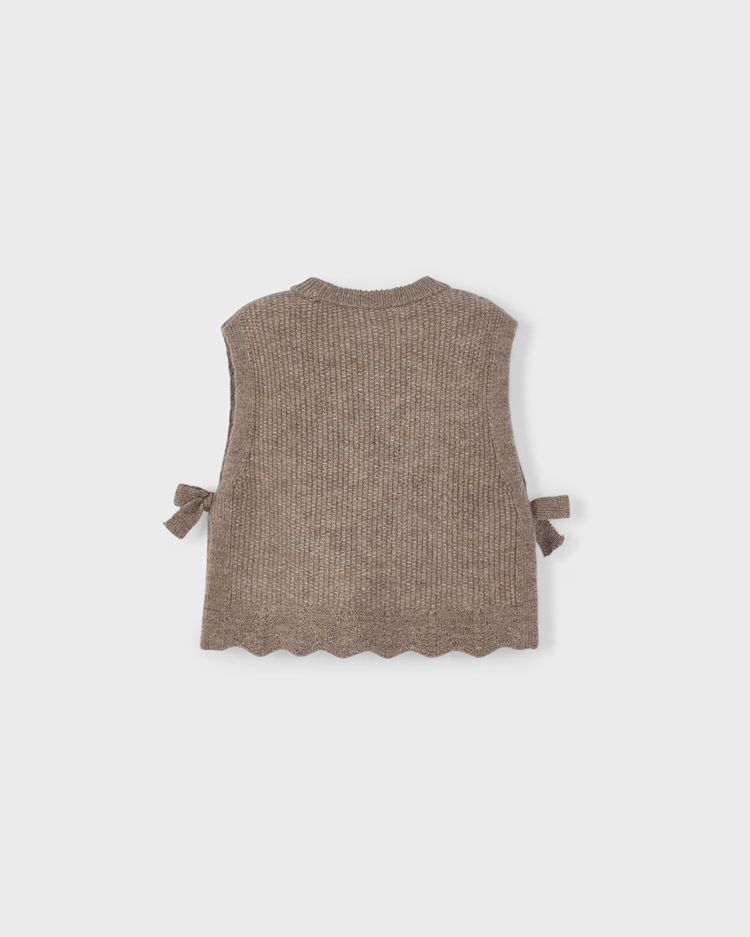 MAYORAL KNIT VEST WITH TIES - TAUPE