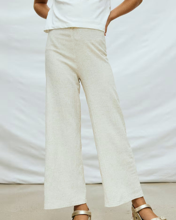 MAYORAL LINEN WIDE PANTS - NATURAL
