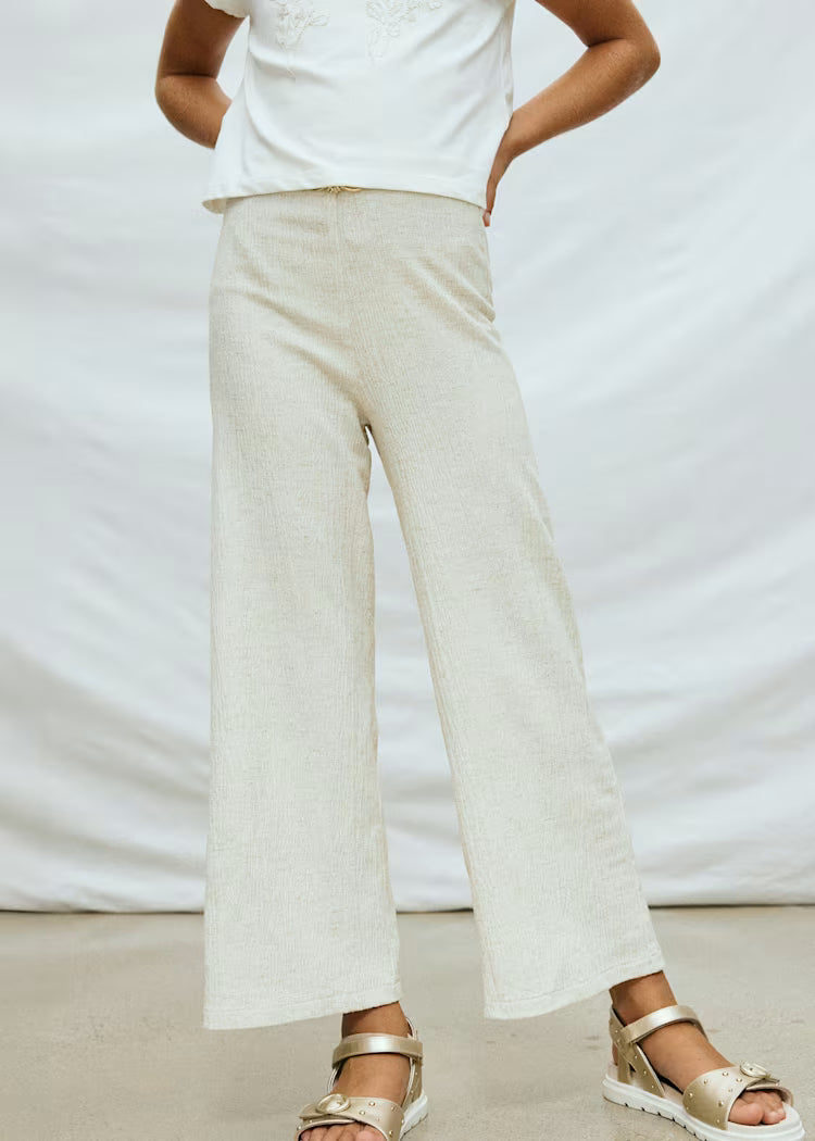 MAYORAL LINEN WIDE PANTS - NATURAL