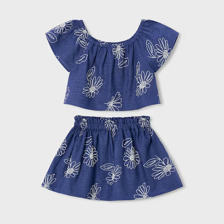 MAYORAL 2PC SKIRT + TEE SET - PORCELAIN