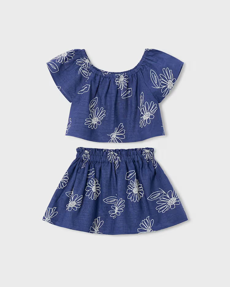 MAYORAL 2PC SKIRT + TEE SET - PORCELAIN