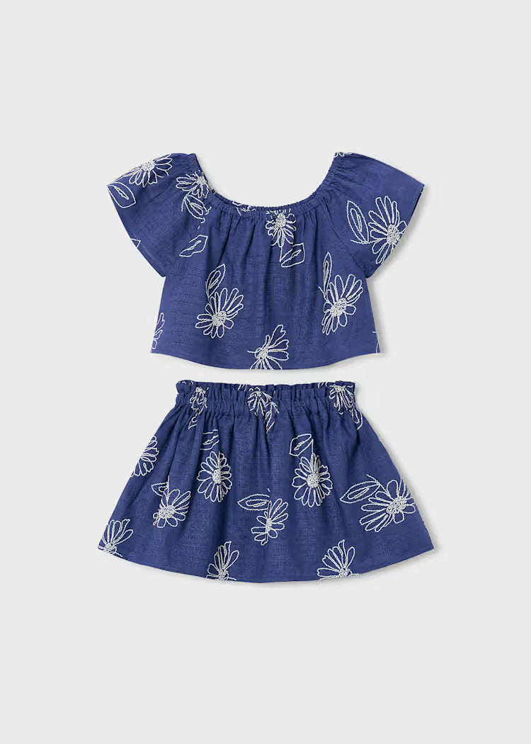 MAYORAL 2PC SKIRT + TEE SET - PORCELAIN