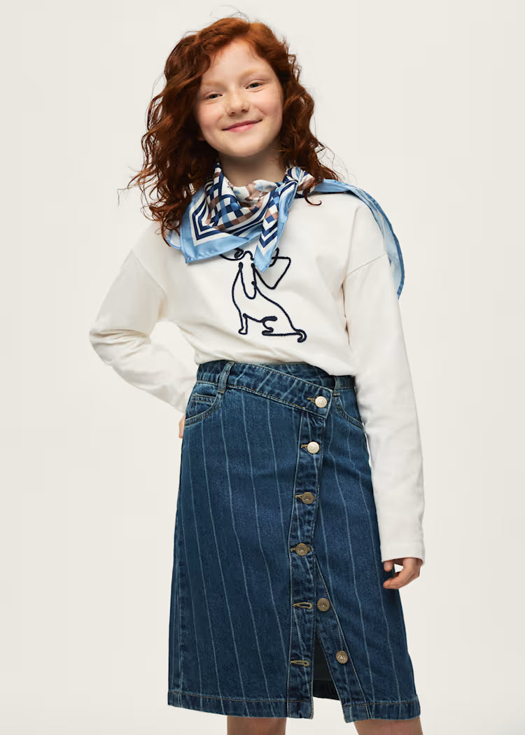 MAYORAL STRIPED DENIM SKIRT -  DARK WASH
