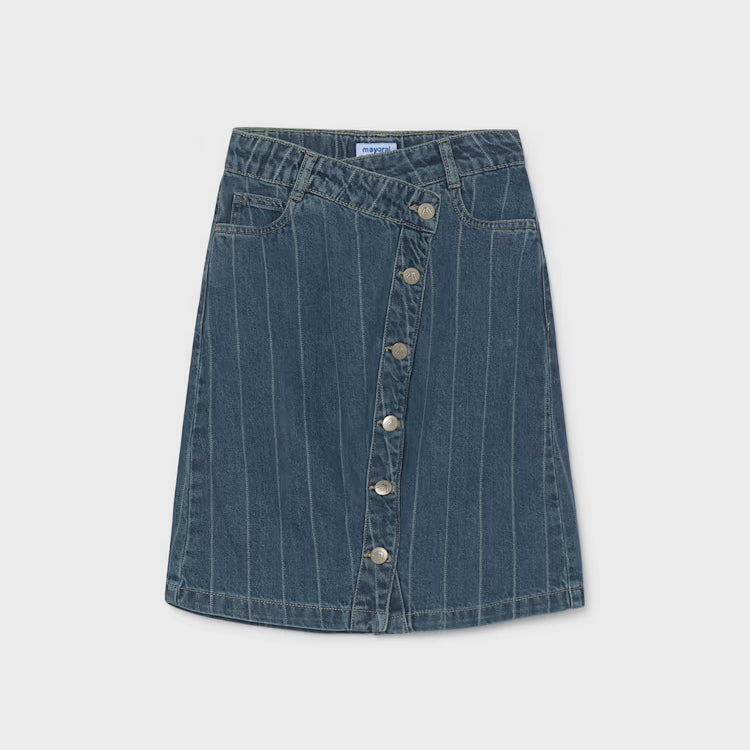 MAYORAL STRIPED DENIM SKIRT -  DARK WASH