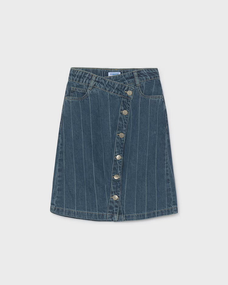 MAYORAL STRIPED DENIM SKIRT -  DARK WASH