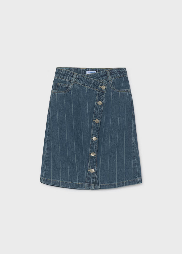MAYORAL STRIPED DENIM SKIRT -  DARK WASH